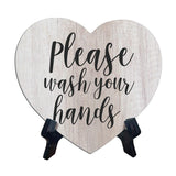 Signs ByLITA Heart Please Wash Your Hands, Wood Color, Table Sign (6