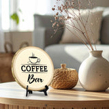 Hospitality & Fun Rustic Wood Discs – Natural Bark-Edge with a Sleek Black Acrylic Easel - For Counters, Doors & Walls