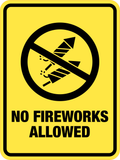 Portrait Round Plus No Fireworks Allowed Wall or Door Sign | Home Safety Sign