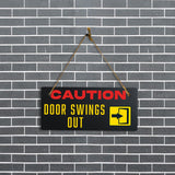 Caution Door Swings Out 5x10 Hanging Plus Wall or Door Sign | Office Decor