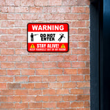 Classic Framed Plus Warning Do Not Enter Stay Alive Keep Yourself Out Of My Room Wall or Door Sign | Novelty Funny Warning Signs