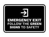 Signs ByLITA Classic Framed Emergency Exit Follow the Green Signs to Safety Wall or Door Sign