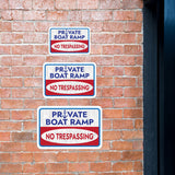 Classic Framed Plus Private Boat Ramp No Trespassing Wall or Door Sign | Marina Quayside Signage