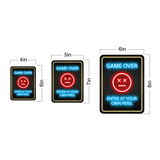 Portrait Round Plus Game Over, Enter at Your Own Peril Wall or Door Sign | Easy Installation | Gaming | Home Decor