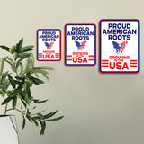 Portrait Round Plus Proud American Roots: Growing in the USA Door or Wall Sign | Easy Installation | Patriotic Stars and Stripes USA Pride Sign