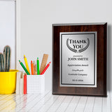 Thank You Gratitude and Appreciation Customizable Award Plaque |Easel Mount Option | Recognition of Achievement and Service Personalizable Plaques