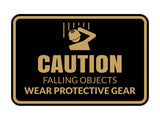 Signs ByLITA Classic Framed Caution: Falling Objects - Wear Protective Gear Door or Wall Sign Easy Installation | Health And Safety | Building And Warning Signs
