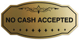 Signs ByLITA Victorian No Cash Accepted Wall or Door Sign - Laser-Engraved Lettering | Durable ABS Plastic | Vibrant Colors | Powerful Foam Tape