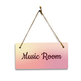 Music Room 5x10 Hanging Plus Wall or Door Sign | Rustic Twine | Range of Vibrant Decor Styles | Room Signs For Home and Business