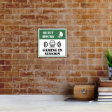 Square Plus Quiet Hours: Gaming in Session Wall or Door Sign | Easy Installation | Gaming Room Signage