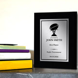 Rugby Customizable Black Frame Wooden Award Plaque | Easel Mount Option | Achievement and Recognition Personalizable Plaques