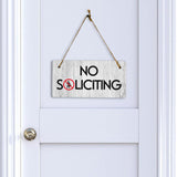 No Soliciting 5x10 Hanging Plus Wall or Door Sign | Public Spaces Decor