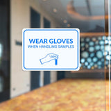 Classic Framed Plus Wear Gloves When Handling Samples Door or Wall Sign | Hygiene and Safety Signage