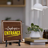 Employee Entrance 5"x 5" Square Table Sign With Acrylic Easel | Office Décor