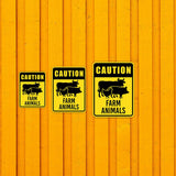 Portrait Round Plus Caution Farm Animals Wall or Door Sign | Farm/Barn Warning Signage