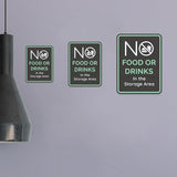 Portrait Round Plus No Food or Drinks In the Storage Area Wall or Door Sign | General Kitchen and Food-related