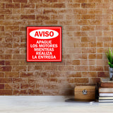 Square Plus Aviso: Apague Los Motores Mientras Realiza La Entrega Wall or Door Sign | Spanish | Health & Safety Warehouse Business Signage