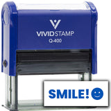 Vivid Stamp SMILE! Self-Inking Rubber Stamps Teachers And Schools | Motivational Stamps For Children | Re-inkable Ink Pad
