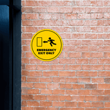 Circle Plus Emergency Exit Only Wall or Door Sign | Easy Installation | Office & Building Warning Signage