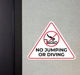 Triangle Danger 'No Jumping Or Diving' Wall or Door Sign