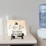 Coffee Bar. Love is Brewing Table Sign with Easel Stand, 6" x 8"