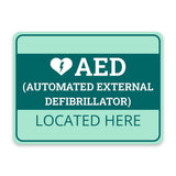 Classic Framed Plus AED (Automated External Defibrillator) Located Here Door or Wall Sign | Health and Safety Workplace Warning