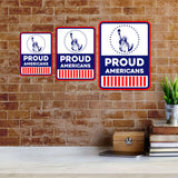 Portrait Round Plus Proud Americans Door or Wall Sign | Easy Installation | Patriotic Stars and Stripes USA Pride Sign