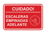 Signs ByLITA Classic Framed Cuidado Escaleras Empinadas Adelante Door or Wall Sign Easy Installation | Health And Safety | Building And Hospitality
