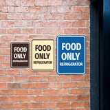 Signs ByLITA Portrait Round Notice: Food Only Refrigerator Door or Wall Sign Durable ABS Plastic | Laser Engraved | Easy Installation | Kitchen | Hygiene