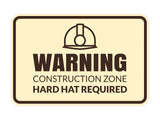 Signs ByLITA Classic Framed Warning: Construction Zone - Hard Hat Required Door or Wall Sign Easy Installation | Health And Safety | Building And Warning Signs