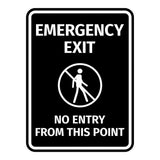 Signs ByLITA Portrait Round Emergency Exit No Entry from This Point ABS Plastic | Easy Installation | Elegant Design Wall or Door Sign