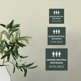 Square Plus Gender-neutral Restroom Available Wall or Door Sign | General Restroom Information
