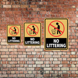 Portrait Round Plus No Littering Wall or Door Sign | Warning Signage