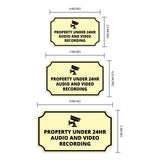 Notched Standard Property Under 24hr Audio and Video Recording (Camera Right) Wall or Door Sign | Warning/Safety/Precaution
