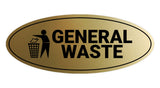 Signs ByLITA Oval General Waste Sign - Laser-Engraved Lettering | Durable ABS Plastic | Vibrant Colors | Powerful Foam Tape