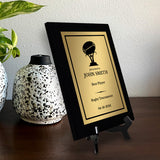 Rugby Customizable Black Frame Wooden Award Plaque | Easel Mount Option | Achievement and Recognition Personalizable Plaques