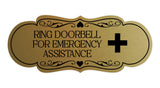 Signs ByLITA Designer Ring Doorbell for Emergency Assistance Wall or Door Sign
