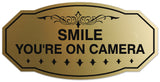 Signs ByLITA Victorian Smile You're On Camera Wall or Door Sign - Laser-Engraved Lettering | Durable ABS Plastic | Vibrant Colors | Powerful Foam Tape
