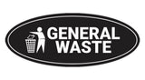 Signs ByLITA Oval General Waste Sign - Laser-Engraved Lettering | Durable ABS Plastic | Vibrant Colors | Powerful Foam Tape