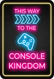 Portrait Round Plus This Way to the Console Kingdom (Right Arrow) Wall or Door Sign | Easy Installation | Gaming | Home Decor