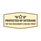 Signs ByLITA Fancy Protected by Veterans: Try the Neighbor's House First! Easy Installation | Honor Veterans with Military Signs | US Pride | Businesses and Homes Wall or Door Sign
