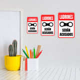 Portrait Round Plus Ladrones Serán Acusados Wall or Door Sign | Spanish Shoplifting Retailer Signage