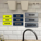 All Quality Standard WASH RINSE SANITIZE Set of 3 Bay Sink Signs - Restaurant & Commercial Kitchen Sink Signs - Easy to Install