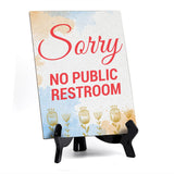 Signs ByLita Sorry No Public Restroom, Blue Watercolor Table Sign (6 x 8