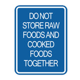 Signs ByLITA Portrait Round Hygiene Safety: Do Not Store Raw Foods and Cooked Foods Together Door or Wall Sign Durable ABS Plastic | Laser Engraved | Easy Installation | Kitchen | Hygiene
