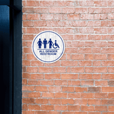 Circle Plus All Gender Restroom Wall or Door Sign Easy Installation | Business & Public Bathroom Signage