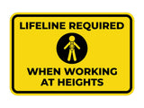 Classic Framed Plus Lifeline Required When Working at Heights Door or Wall Sign | Miscellaneous Warning Signs - Industrial & Construction