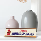 Office Number Cruncher, Gold Frame Desk Sign (2x8)