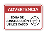 Classic Framed Plus Advertencia Zona de construcción Utilice casco Door or Wall Sign | Business Warning Signage
