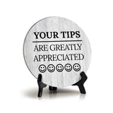 Signs ByLITA Your Tips Are Greatly Appreciated (Smiley vector) Circle Table Sign [5 x 5"]
